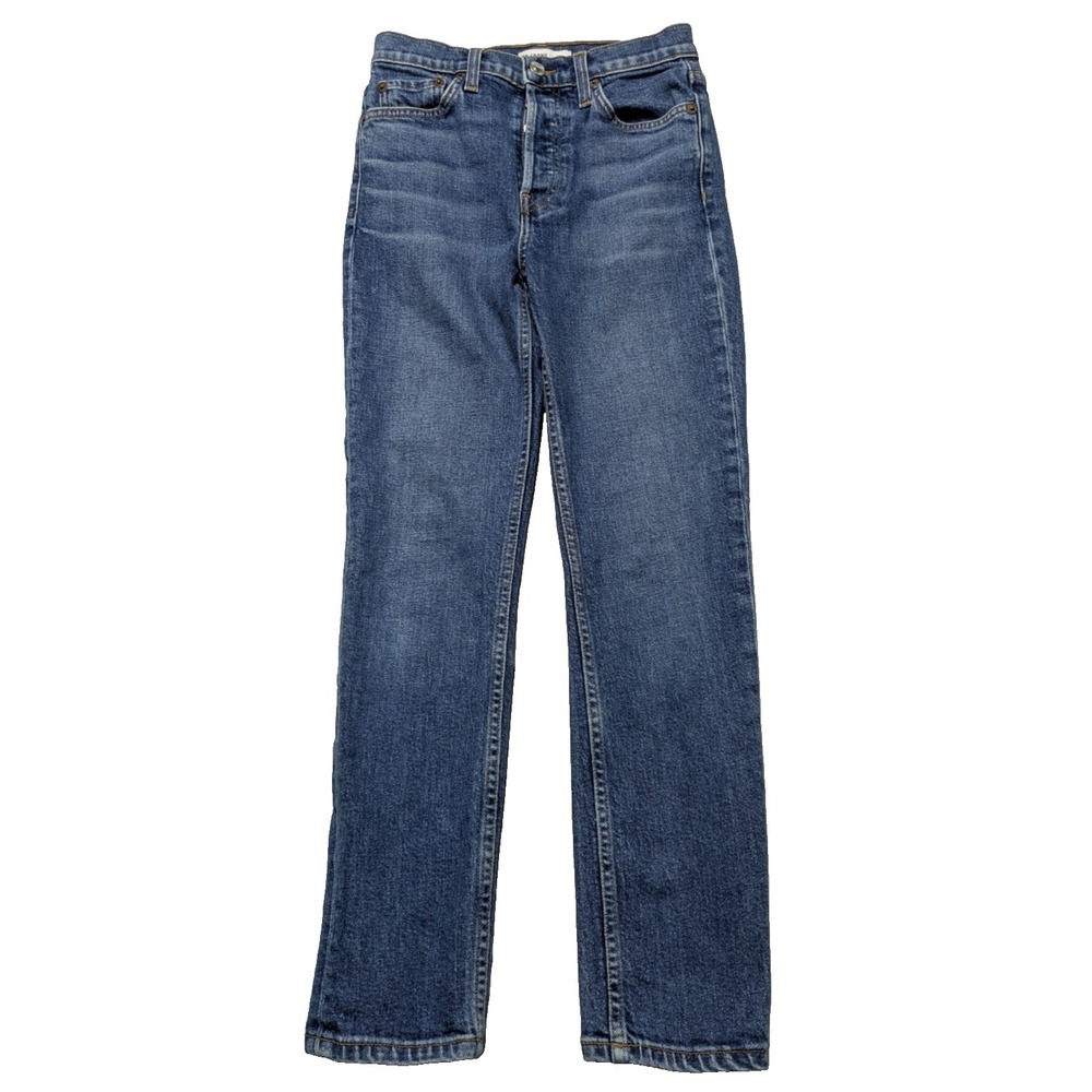 RE/DONE Originals Ankle Jeans Button Fly Blue Stretch  - Size 26 MADE USA‎ EUC